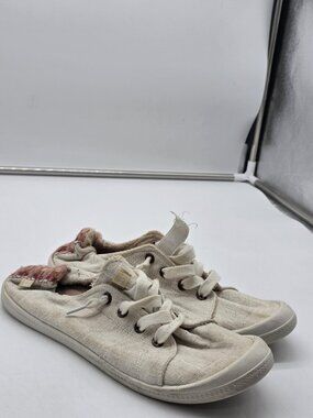 Tommy Bahama Shoes Womens Size 10 Beige Canvas Casual Sneakers Damaged